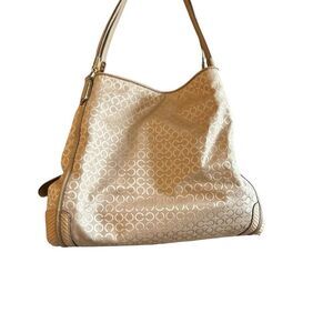Coach Madison Op Art Phoebe Shoulder Bag Khaki Gold Hardware